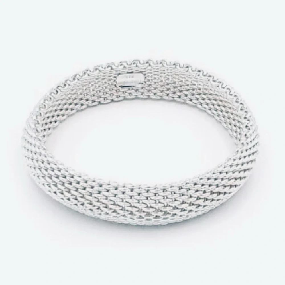 Vintage Tiffany & Co. Somerset Mesh Bangle Bracelet .925 Silver – 7.5” - Picture 6 of 8